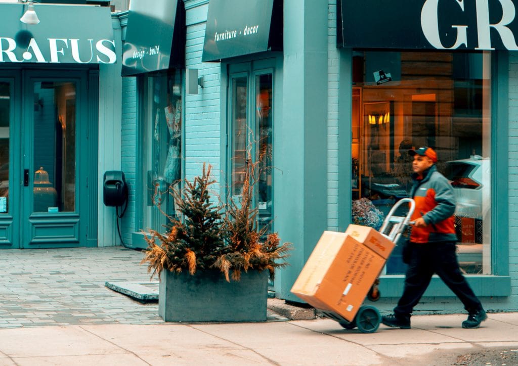 Delivery man on a city street