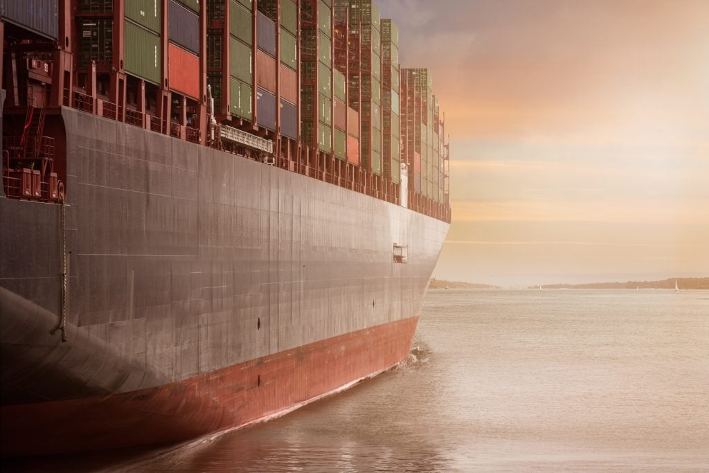 Container ship loaded with with freight